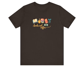 Books and Coffee Shirt | Cozy Reader Tee with Hand-Drawn Design