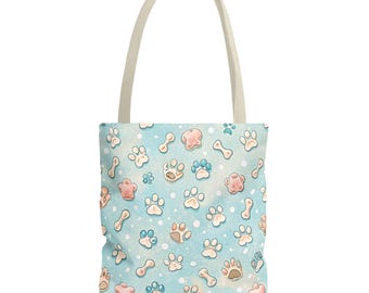 Paw Print Tote Bag | Pastel Pet Lover Shopping Bag