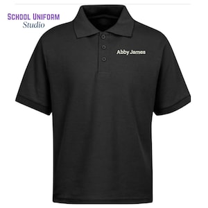 Black Pique Polo Shirt/School Polo Shirt/ Uniform Wear/ School Uniform / Personalized / Embroidered Name/ Toddler Polo/ Youth Polo