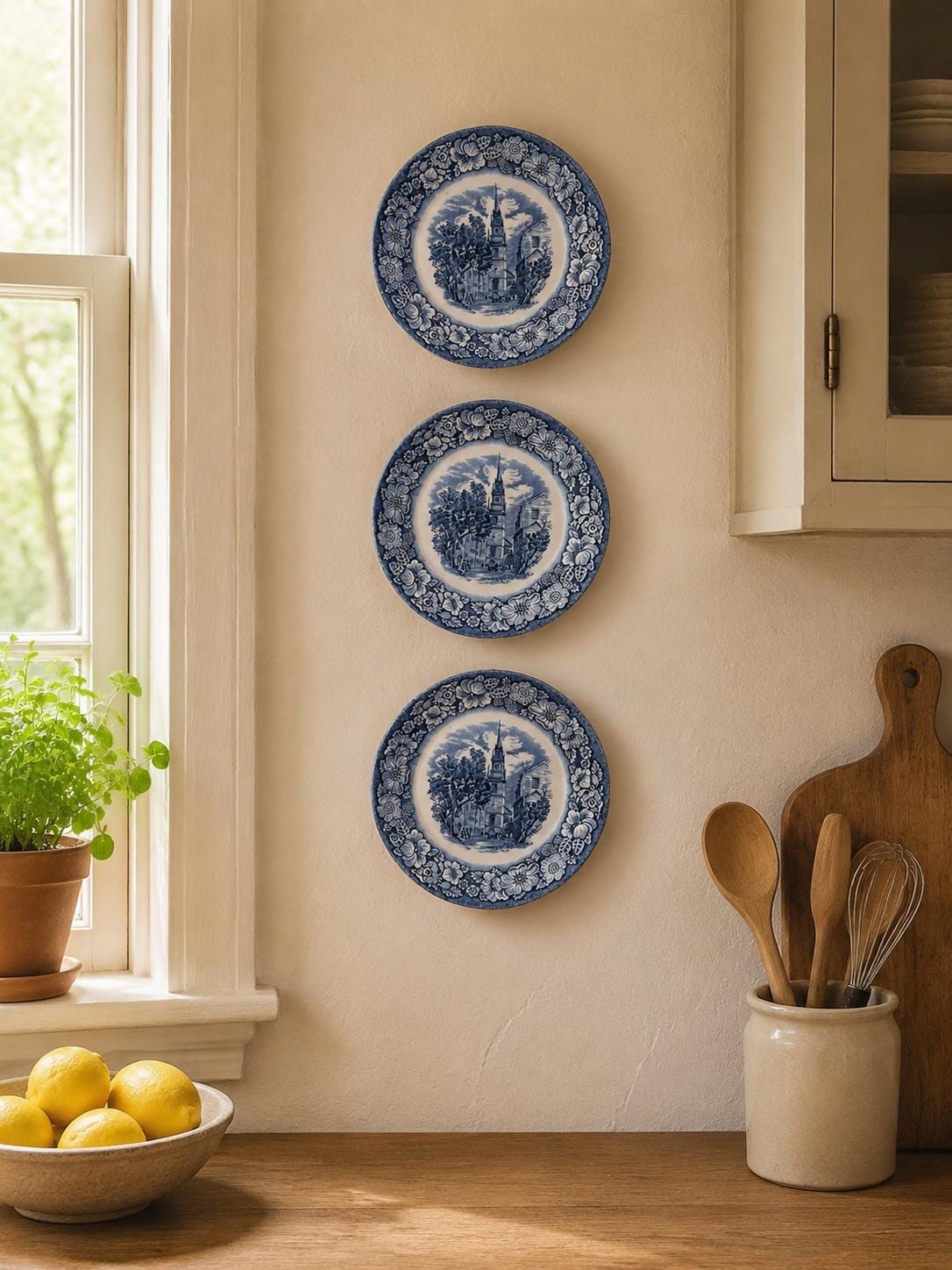 French Blue Vintage Set Plates - Etsy