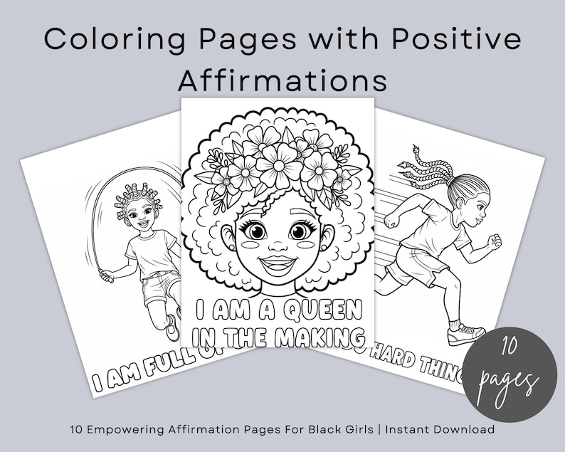 Printable Affirmation Coloring Pages for Black Girls | 10 Self-love ...