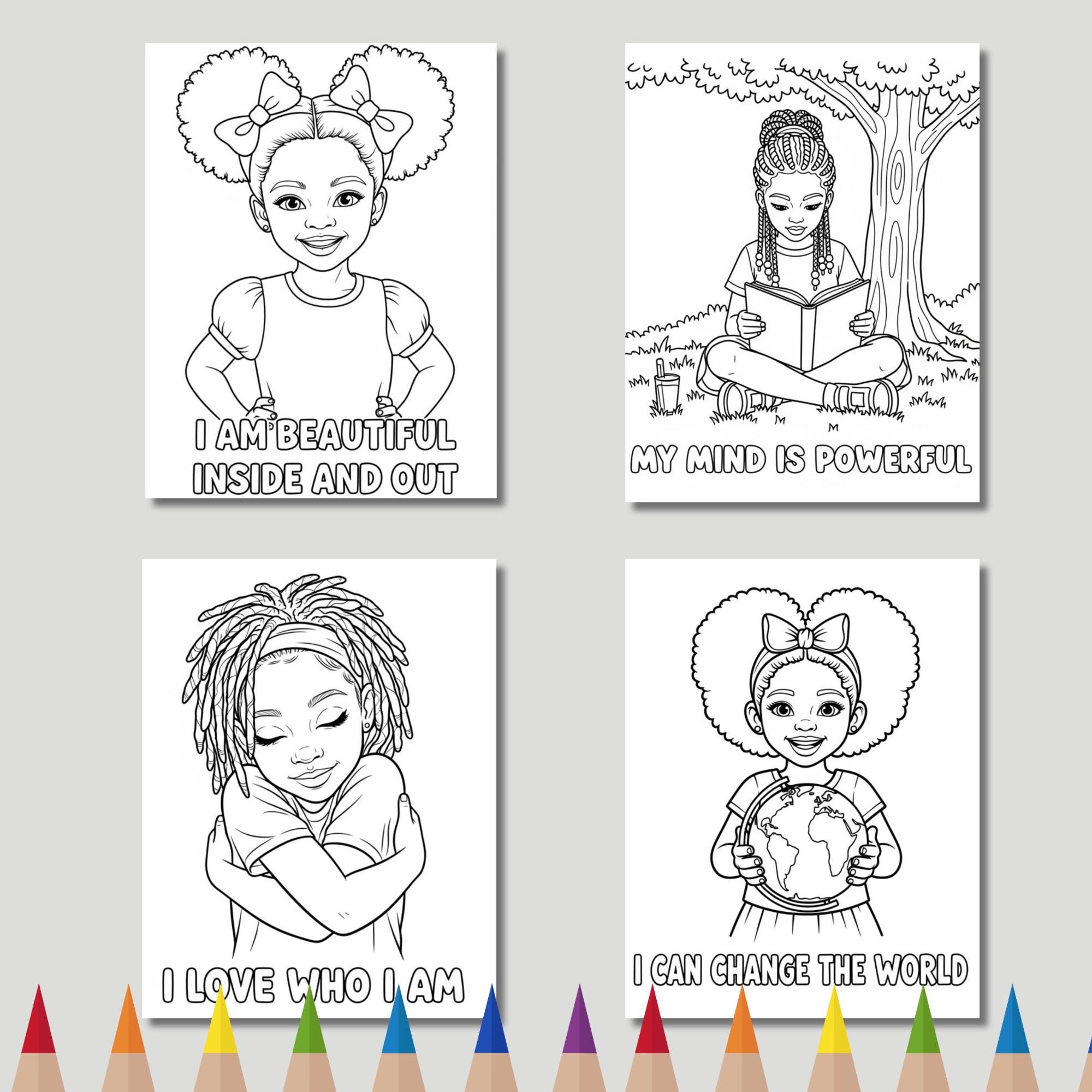 Printable Affirmation Coloring Pages for Black Girls | 10 Self-love ...
