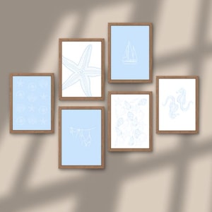Blue Coastal Beach Prints | Set of 6 Prints