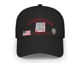 US Verfassung QR Code Baseballkappe | Amerikanische Flagge Adler 250-jähriges Jubiläum