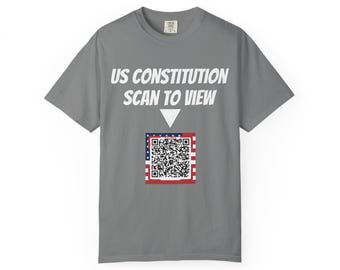 US Verfassung QR Code T-Shirt | Scan to View, Vaterländische Flaggen-Design | Komfortfarben