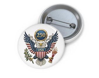 USA 250th Jubiläum Adler Pin Button | Vaterländischer Runder Knopf