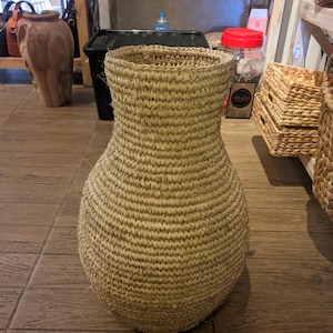 Organic Handwoven Wicker Vase - Natural Rattan Decorative Vase