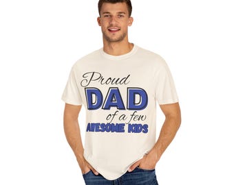 T-shirt papa fier, T-shirt unisexe teint en pièce pour pères, cadeau pour papa, chemise fête des pères, vêtements pour papa, cadeau de famille