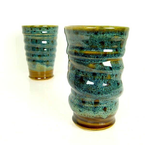 Made to Order - Set of 2 Ceramic cups, handmade tumblers, juice glasses, tableware hand made stoneware by RiverStone Pottery