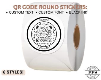 Okrągłe naklejki z kodem QR, kod QR, naklejki na zamówienie, naklejki hurtowe, naklejki biznesowe, logo firmowe, etykiety naklejkowe z kodem QR | Parcel & Print Studio
