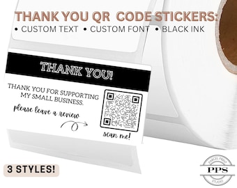 Naklejki z kodem QR i podziękowaniami Naklejki z kodem QR na zamówienie Naklejki hurtowe Naklejki biznesowe Etykiety na naklejki QR z logo firmy | Parcel & Print Studio