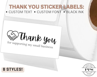 Thank You Sticker Labels Rectangular Custom Bulk Stickers Business Stickers Small Business Packaging Custom Text | Parcel & Print Studio