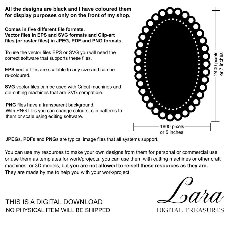 Scalloped Oval Frames Clip Art Bundle. SVG, PNG, EPS (digital Download ...