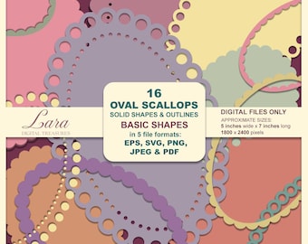 Ausgebogte Ovale Rahmen Clip Art Bundle. SVG, PNG, EPS (Digitaler Download)