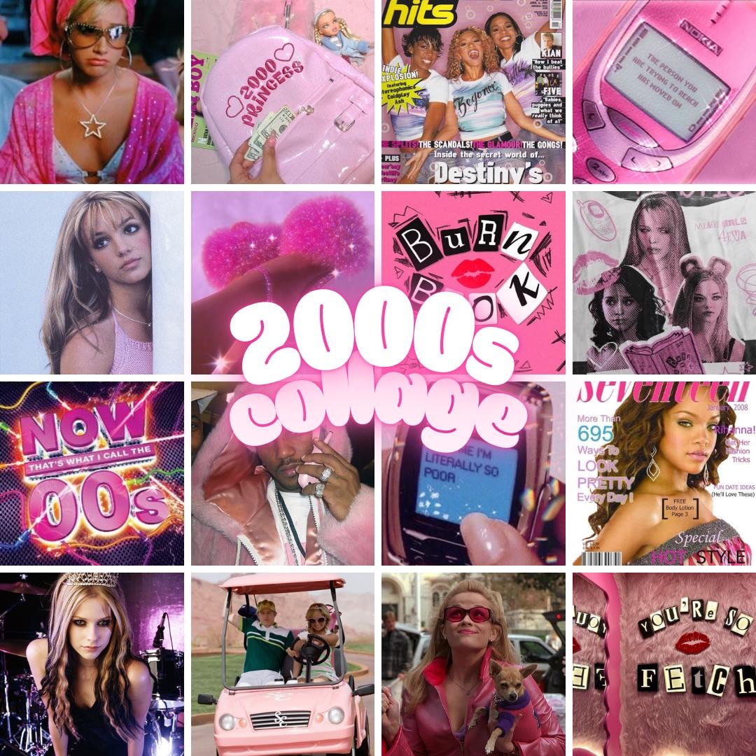 Y2K Aesthetic Wall Collage Kit | 2000s Pop Culture Decor
