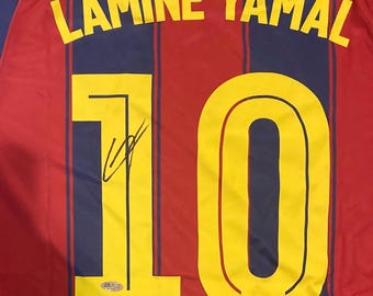 Gesigneerd Spaans shirt #19 van Lamine Yamal met echtheidscertificaat.