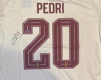 Pedri gesigneerd Spaans shirt #20 met echtheidscertificaat.