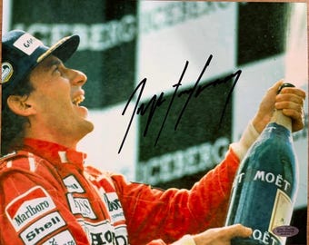 Gesigneerde Ayrton Senna F1 8x10 foto met echtheidscertificaat