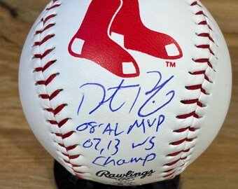 Dustin Pedroia Signed Boston Logo Baseball with COA