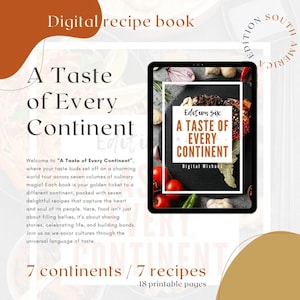 South America Cookbook: 7 Authentic Recipes (Printable PDF Digital Download