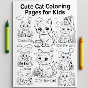Cute Cat Coloring Pages for Kids – 10 Fun Printable Sheets (PDF)