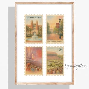 Florida State University Digital Print - Vintage Stamp Style College Town Wall Art, Instant Download