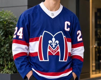 Rozanov Hollander Hockey Jersey, Blue Red White V Neck Long Sleeve Unisex Shirt