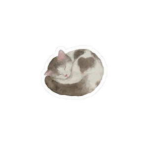 Cozy Cat Kiss-Cut Stickers | Cuddle Up with Cute Cat Decor, Cat Lover Gifts, Laptop Stickers, Home Office Decor, Gift for Pet Owners