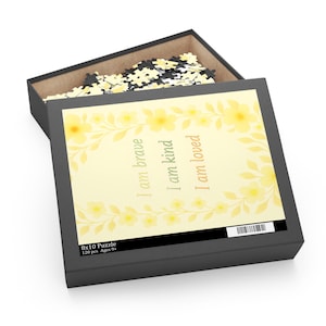 Floral Positive Affirmation Jigsaw Puzzle: Yellow Empowerment Gift Interactive Game