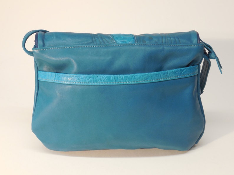 Handmade turquoise cowhide, leather, shoulder, cross-body, bag, purse, handbag. image 3