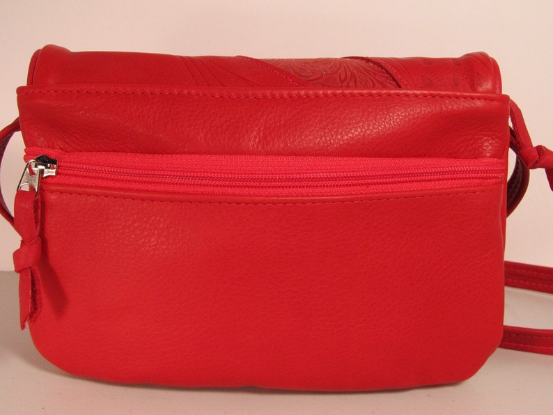 RED LEATHER DIVIDER Shoulder Crossbody Bag Etsy