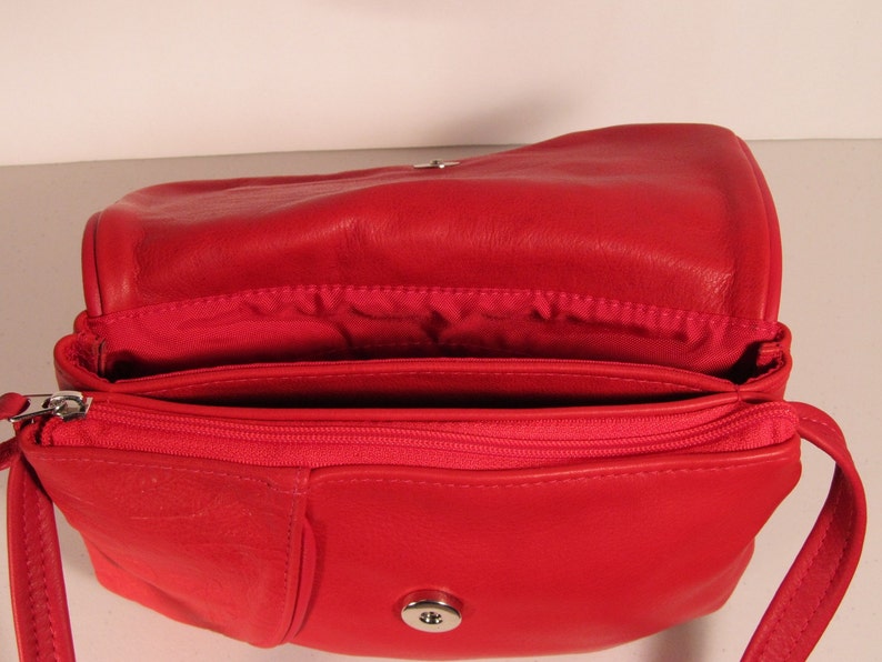 RED LEATHER DIVIDER Shoulder Crossbody Bag Etsy