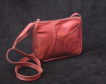 Small Frisco handbag bomber brown leather, crossbody, shoulder purse.