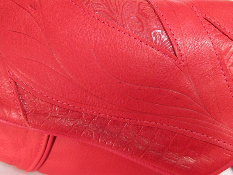 RED LEATHER DIVIDER Shoulder Crossbody Bag Etsy