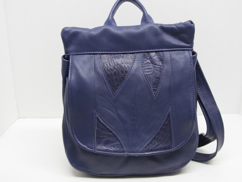 purple leather backpack purse