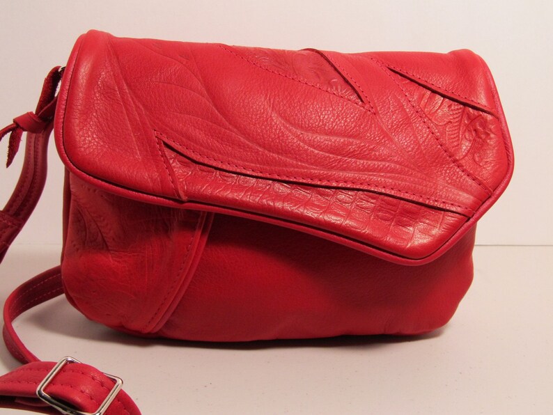 RED LEATHER DIVIDER Shoulder Crossbody Bag Etsy