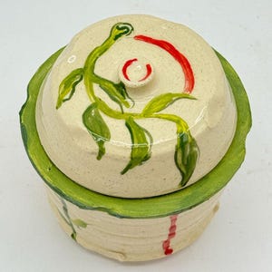 Handmade Ceramic Lidded Jar – Wheel Thrown Pottery with Hand-Painted Design