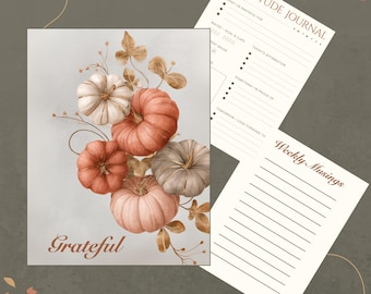 Fall Gratitude Journal Printable: Pumpkin Autumn Self-Care (Digital Download)