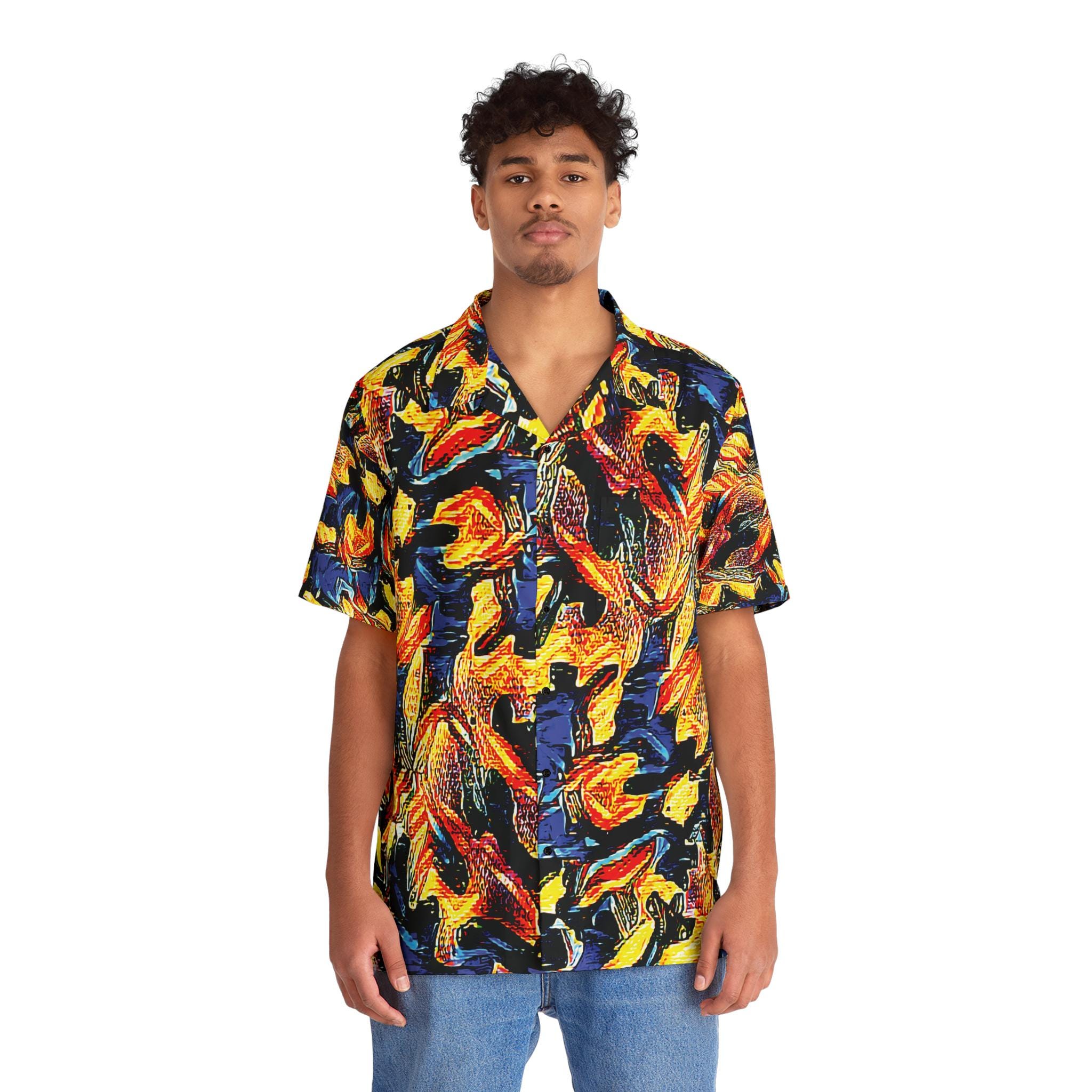 Gold On Blue Bula Shirt