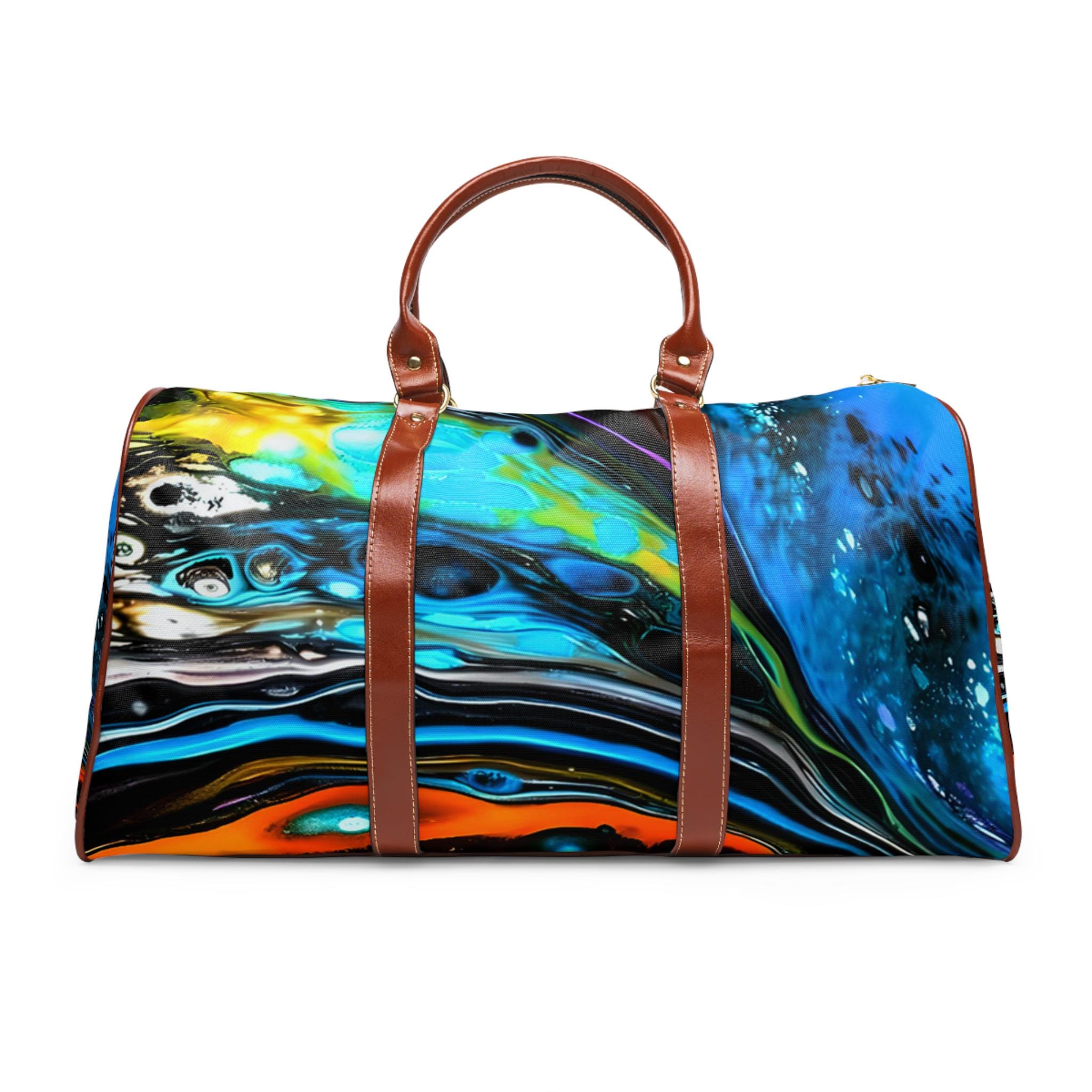 Island Swell Colorful Waves Waterproof Travel Bag | Tropical Beach Pattern