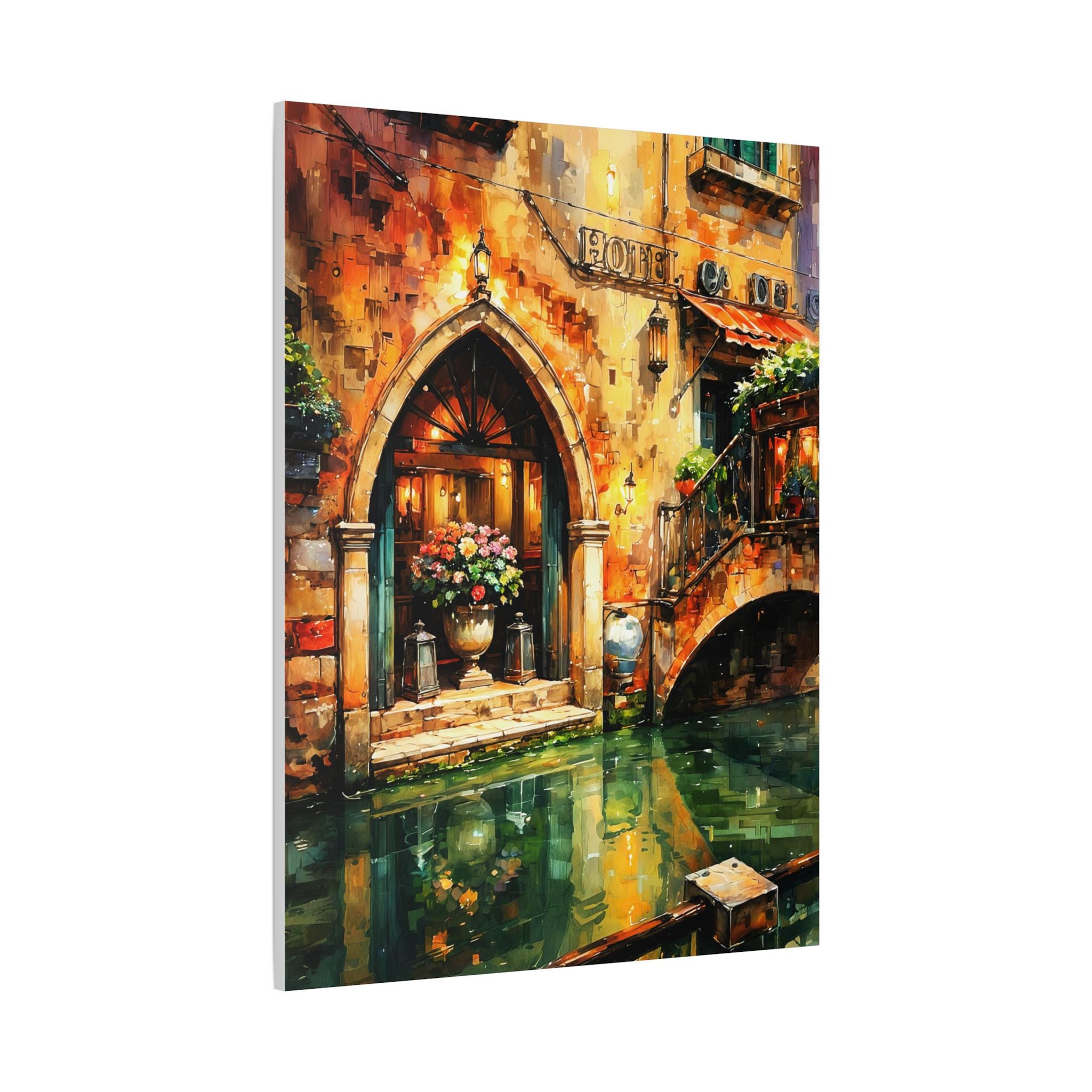 Venetian Canal Hotel Entrance Canvas