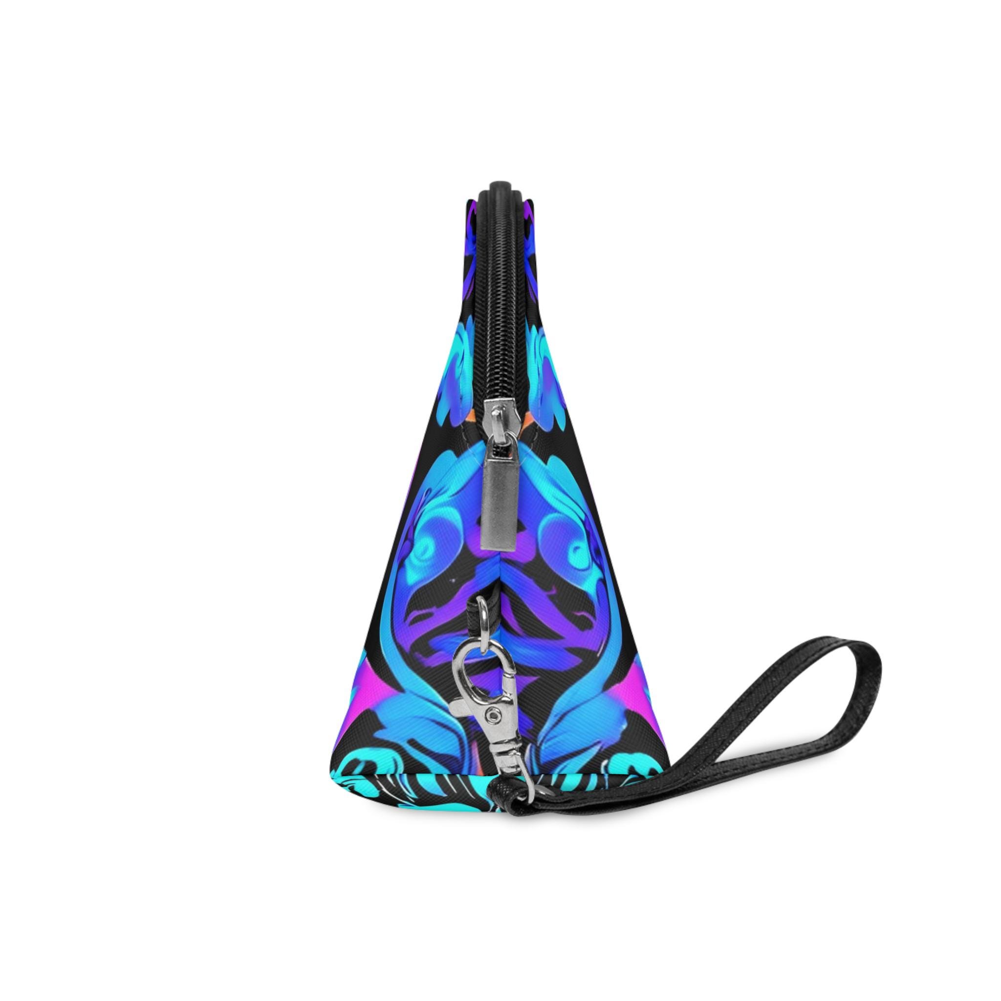 Neon Baroque Makeup Bag — Vibrant Blue & Purple Cosmetic Pouch