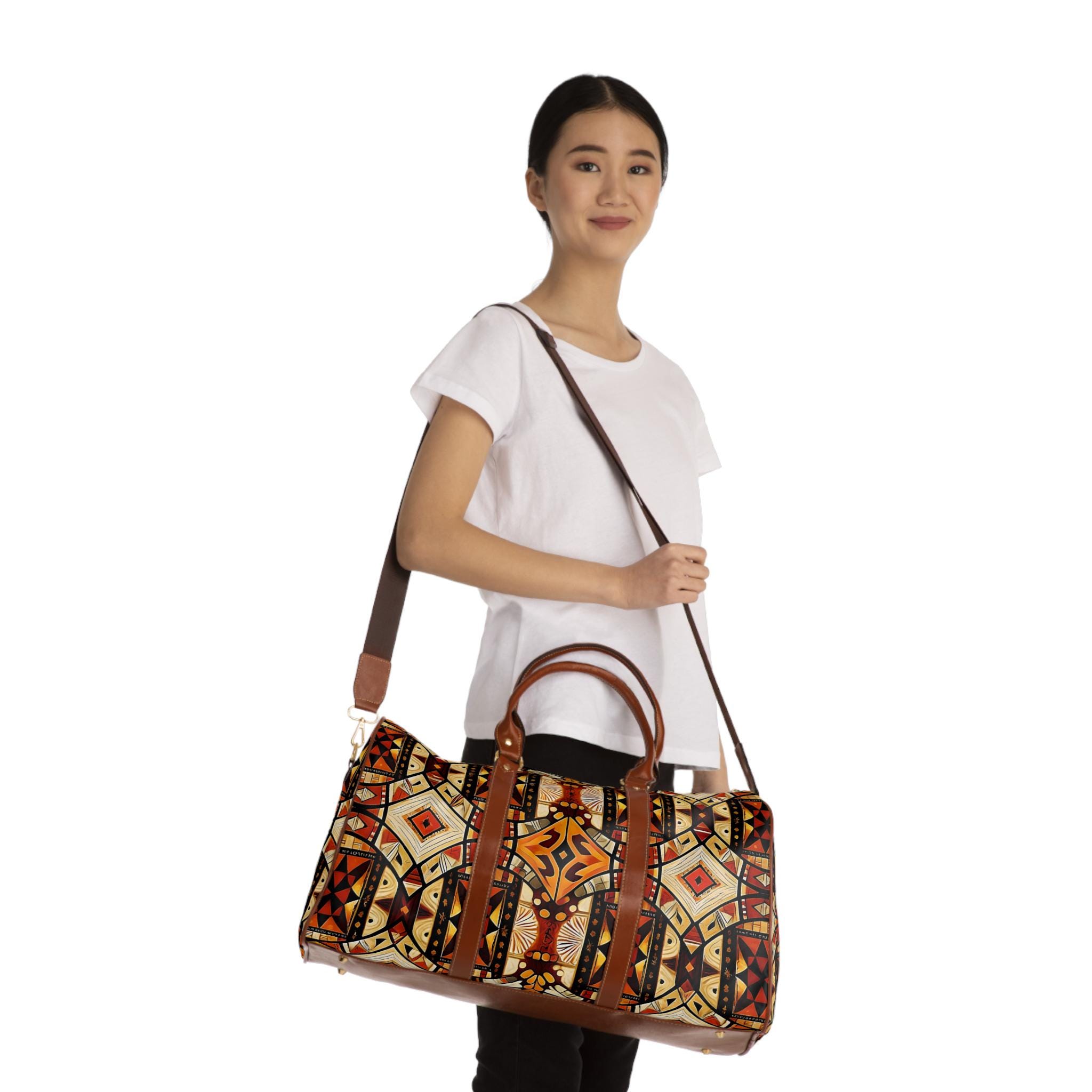 Polynesian Tapa Pattern Waterproof Travel Bag | Tribal Tapa Design