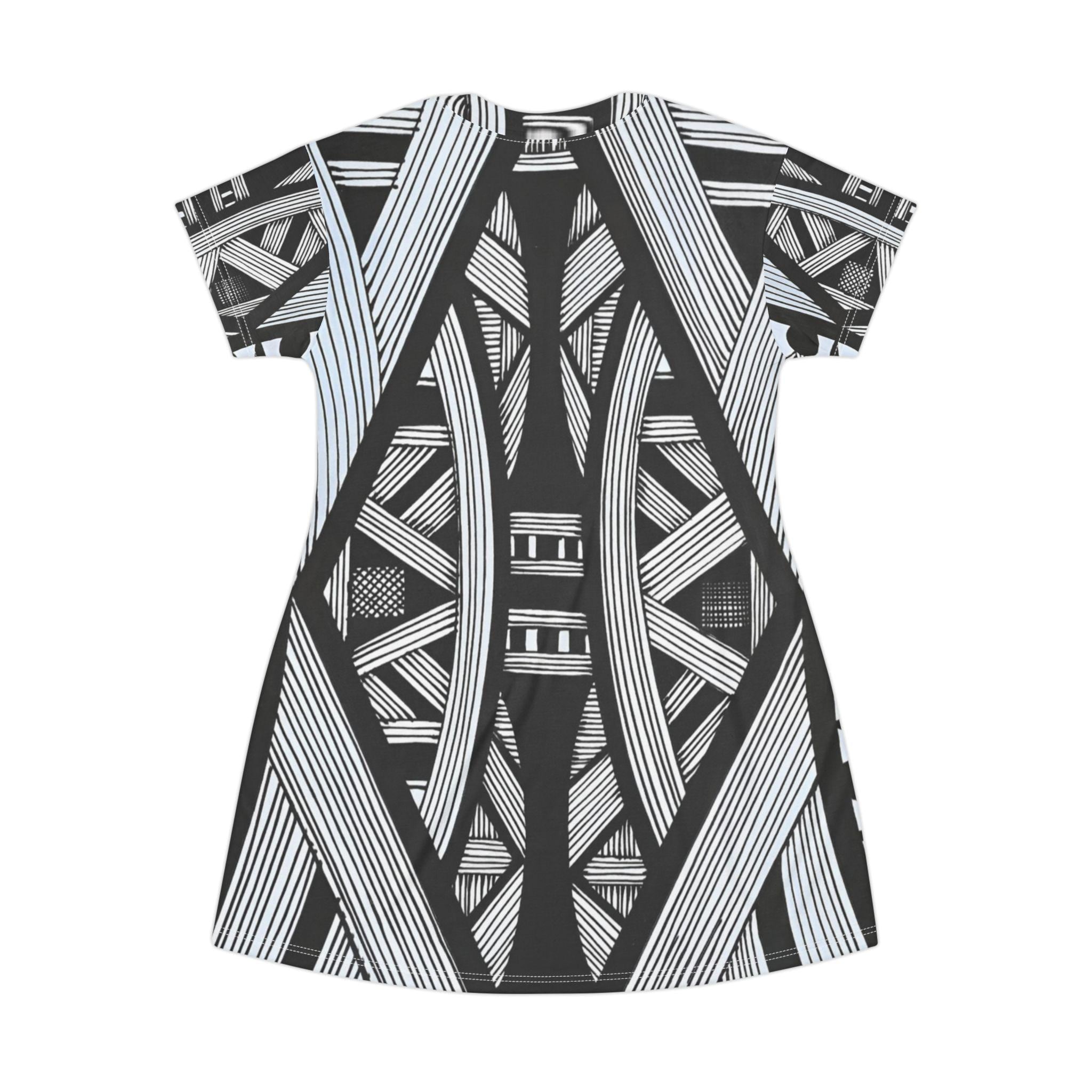 Black White Tribal Lines - Dress