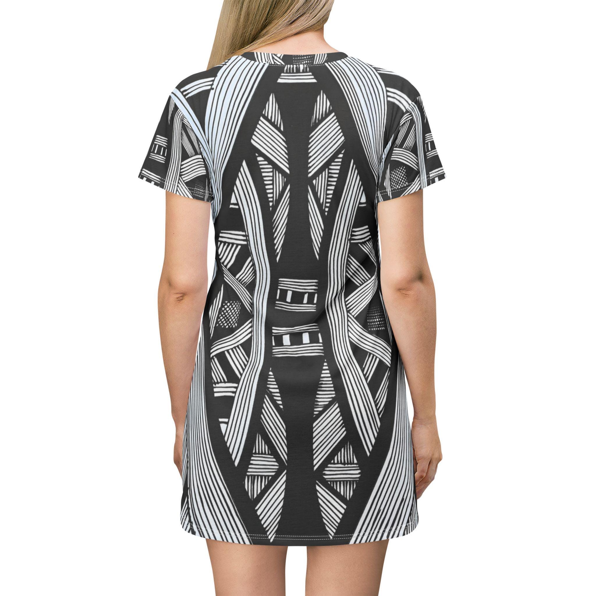 Black White Tribal Lines - Dress