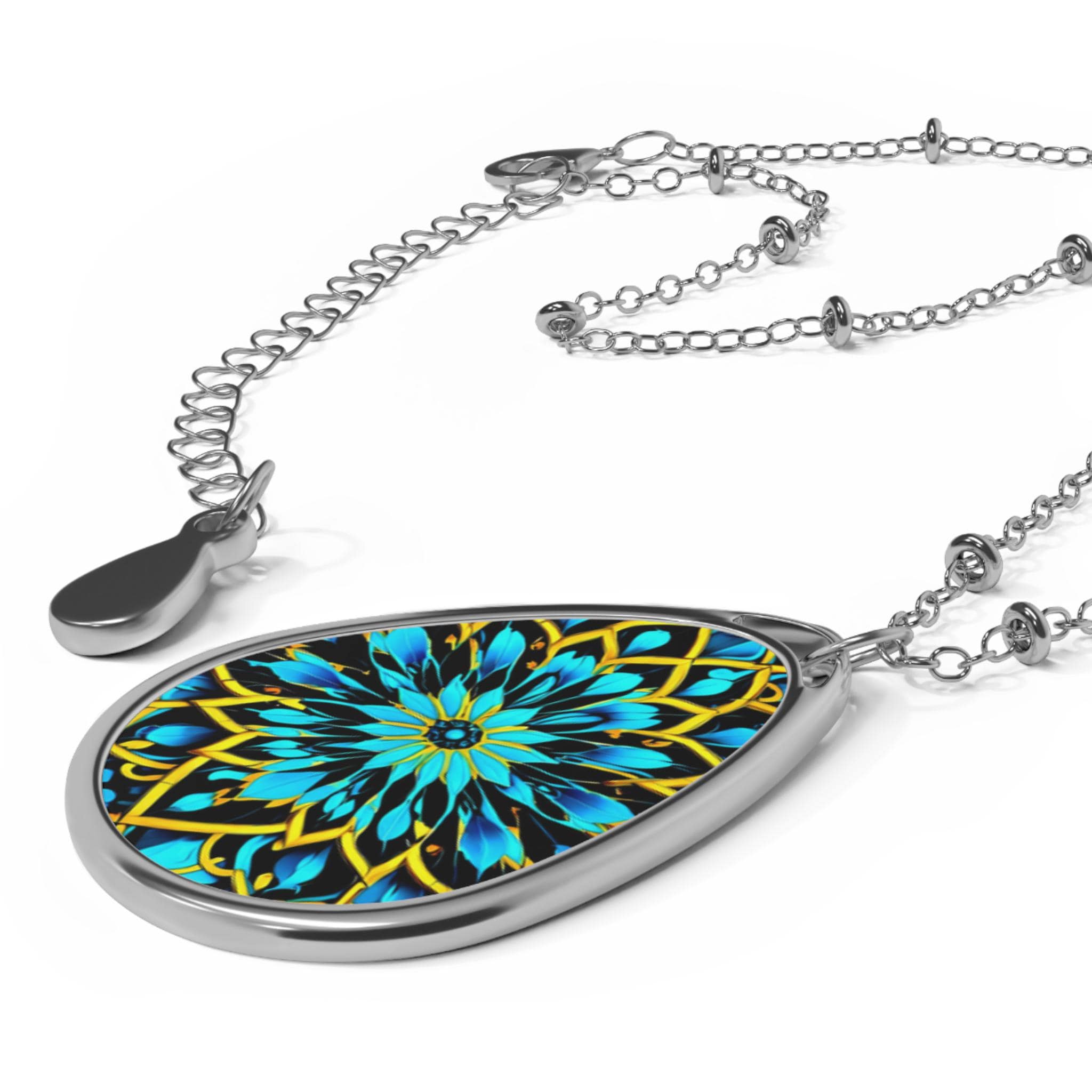 Blue Lace A - Oval Necklace