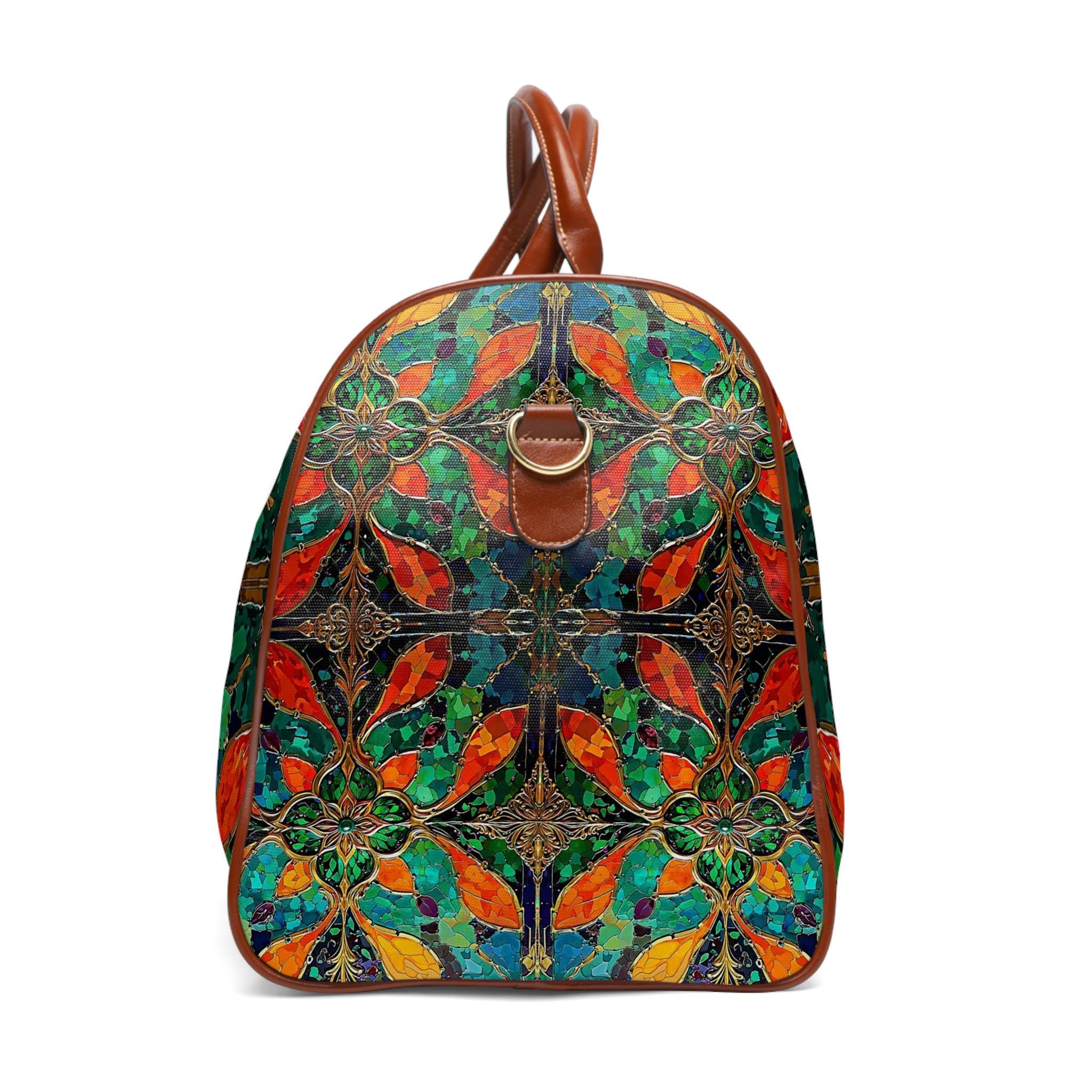 Boho Waterproof Travel Bag - Vibrant Floral Weekender Duffel