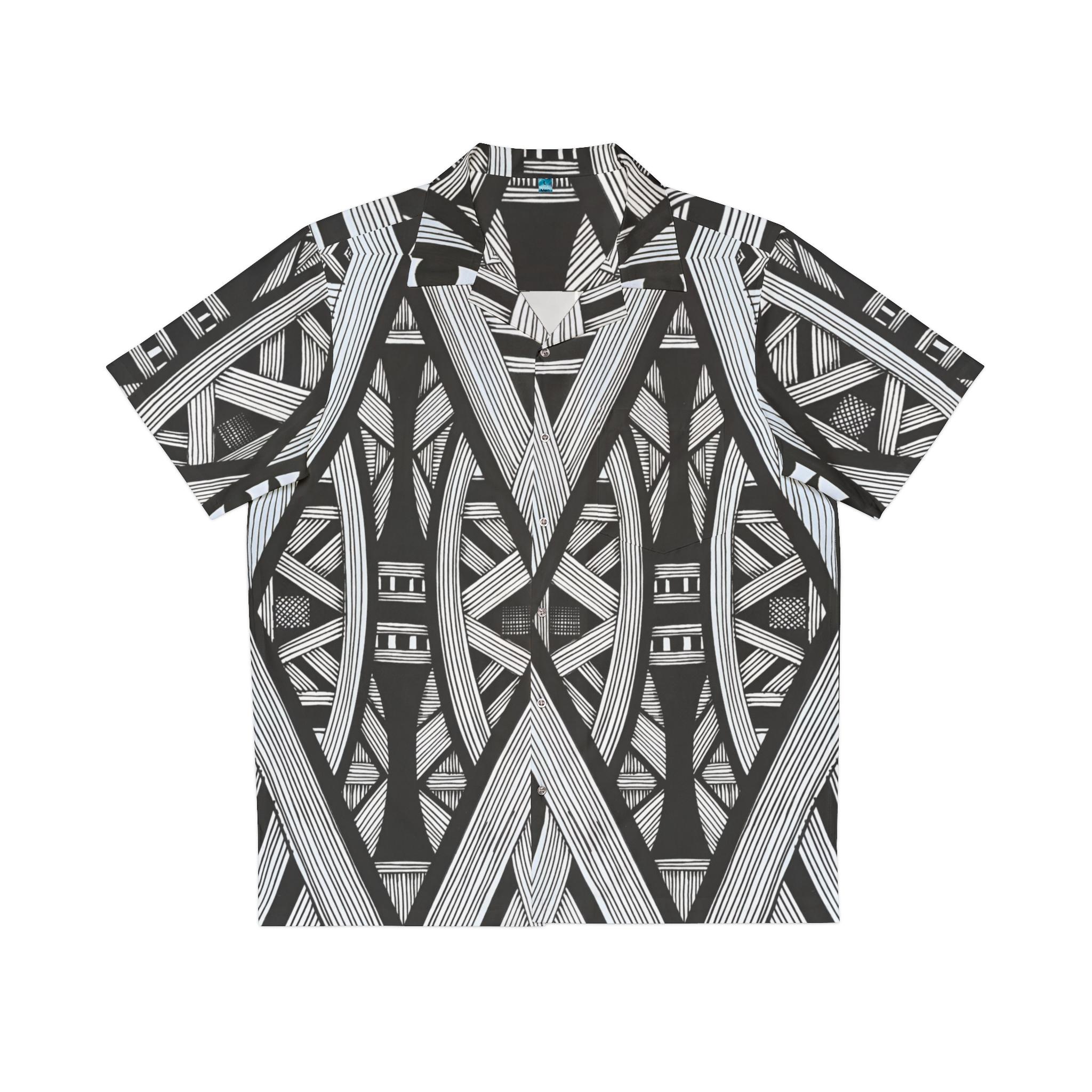 Black and White Line Pattern - hawaiian Shirt