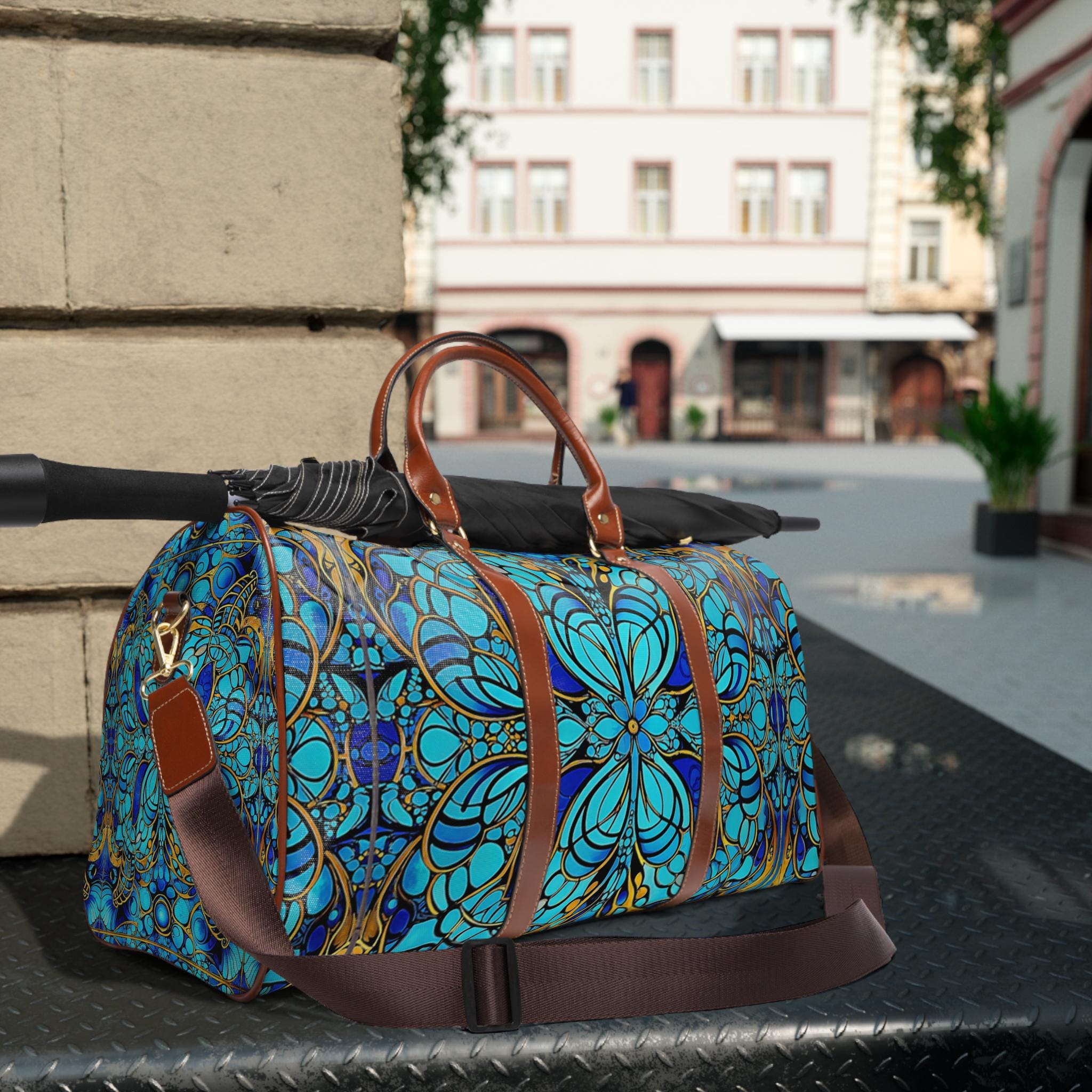 Turquoise Mosaic Waterproof Travel Bag