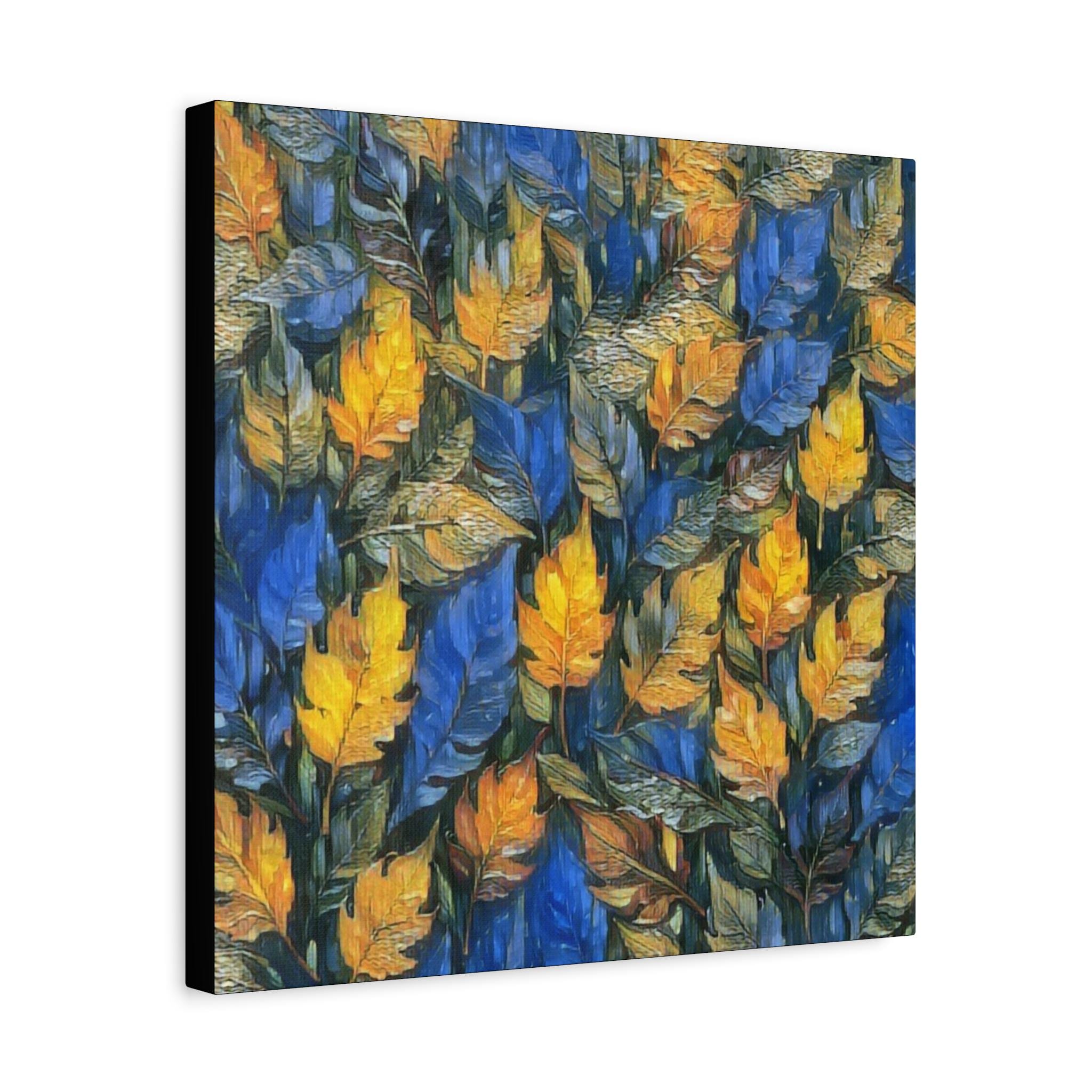 Blue and Gold Leaf - Canvas Wall Art